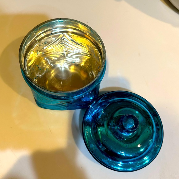 APOTHECARY MERCURY GLASS TEAL BLUE DECORATIVE BOX 6.25”x 4.75” CRACKER BARREL - Picture 11 of 13